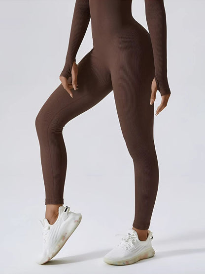 LumaFit – Seamless Ribbed Long-Sleeve Jumpsuit