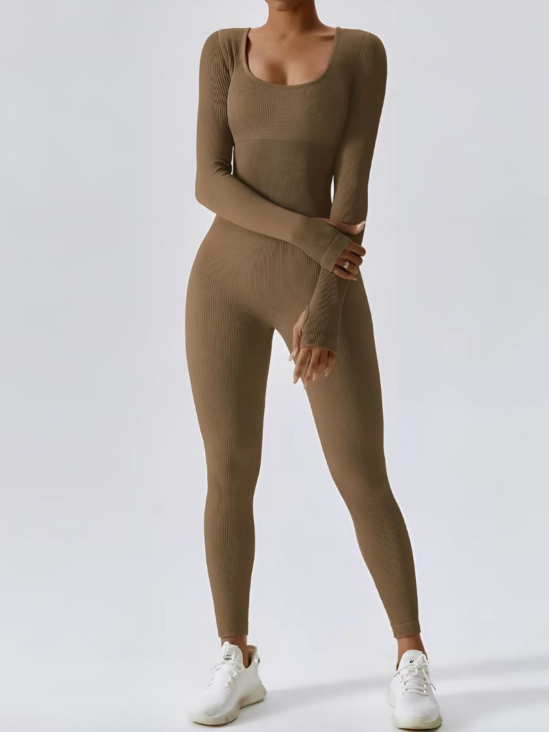 LumaFit – Seamless Ribbed Long-Sleeve Jumpsuit