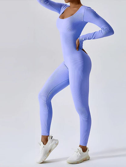 LumaFit – Seamless Ribbed Long-Sleeve Jumpsuit