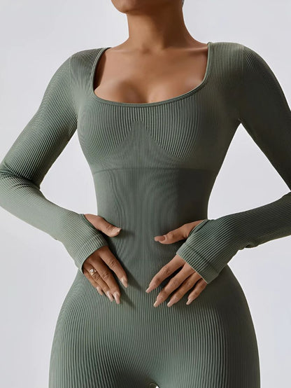 LumaFit – Seamless Ribbed Long-Sleeve Jumpsuit