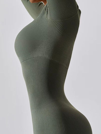 LumaFit – Seamless Ribbed Long-Sleeve Jumpsuit