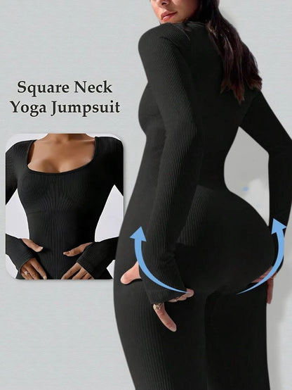 LumaFit – Seamless Ribbed Long-Sleeve Jumpsuit