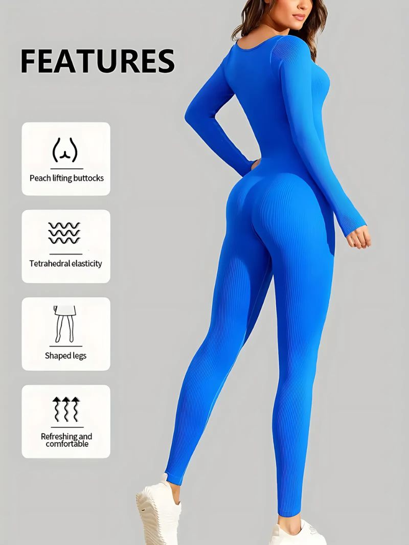 LumaFit – Seamless Ribbed Long-Sleeve Jumpsuit
