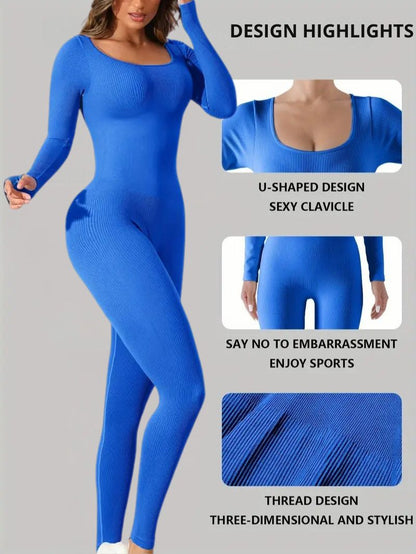 LumaFit – Seamless Ribbed Long-Sleeve Jumpsuit
