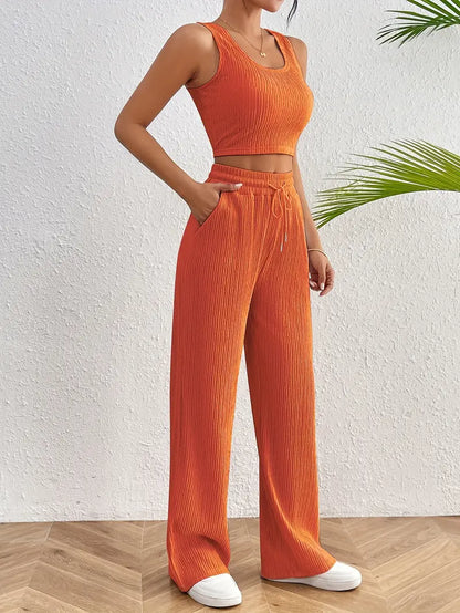 Textured Casual Pantsuits