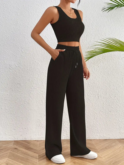 Textured Casual Pantsuits